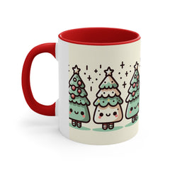 Kawaii Christmas Tree Accent Coffee Mug🎄