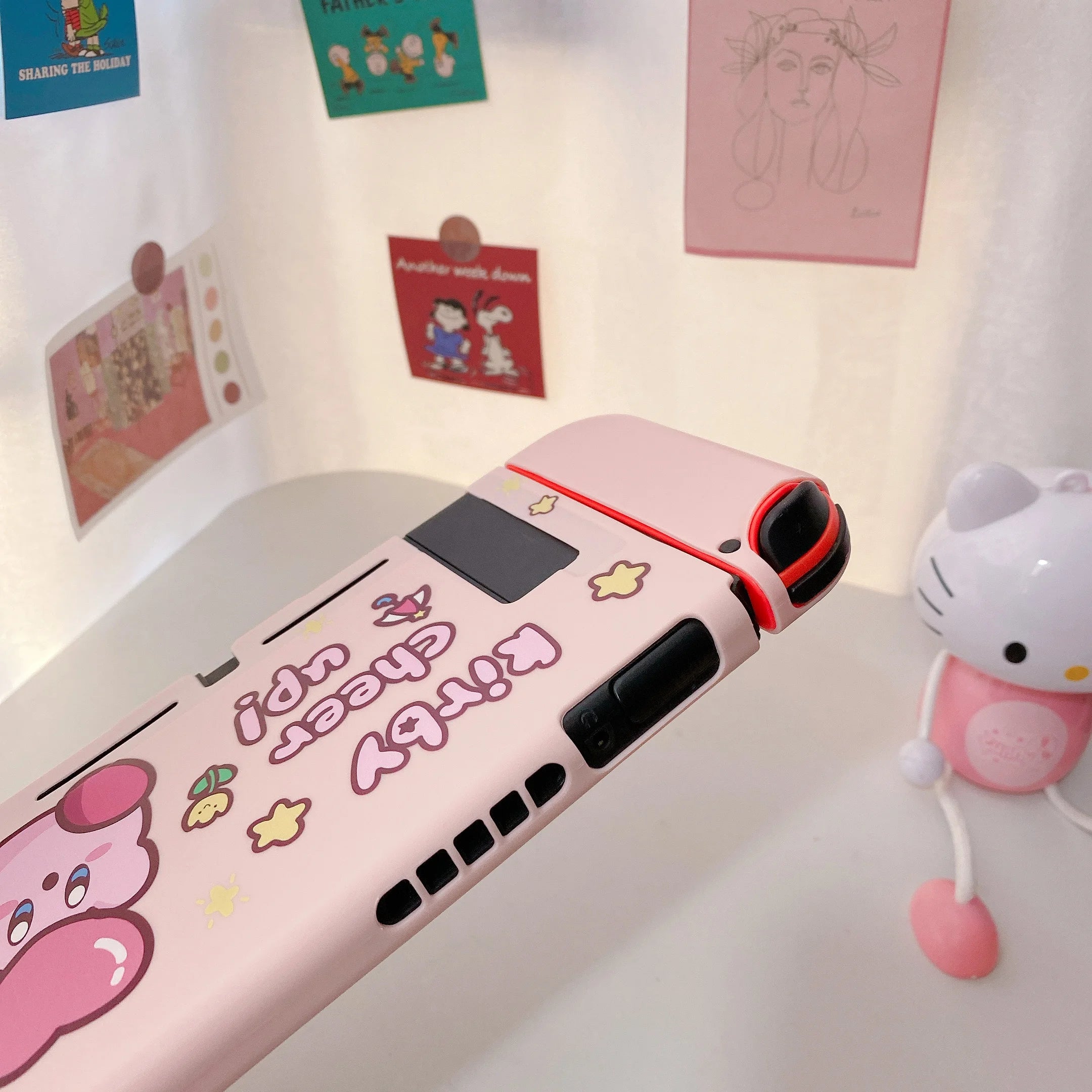 Kawaii Retro Kirby Cartoon Nintendo Switch Case