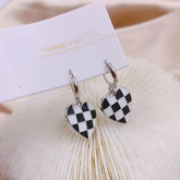 Cute Heart Checker Earrings