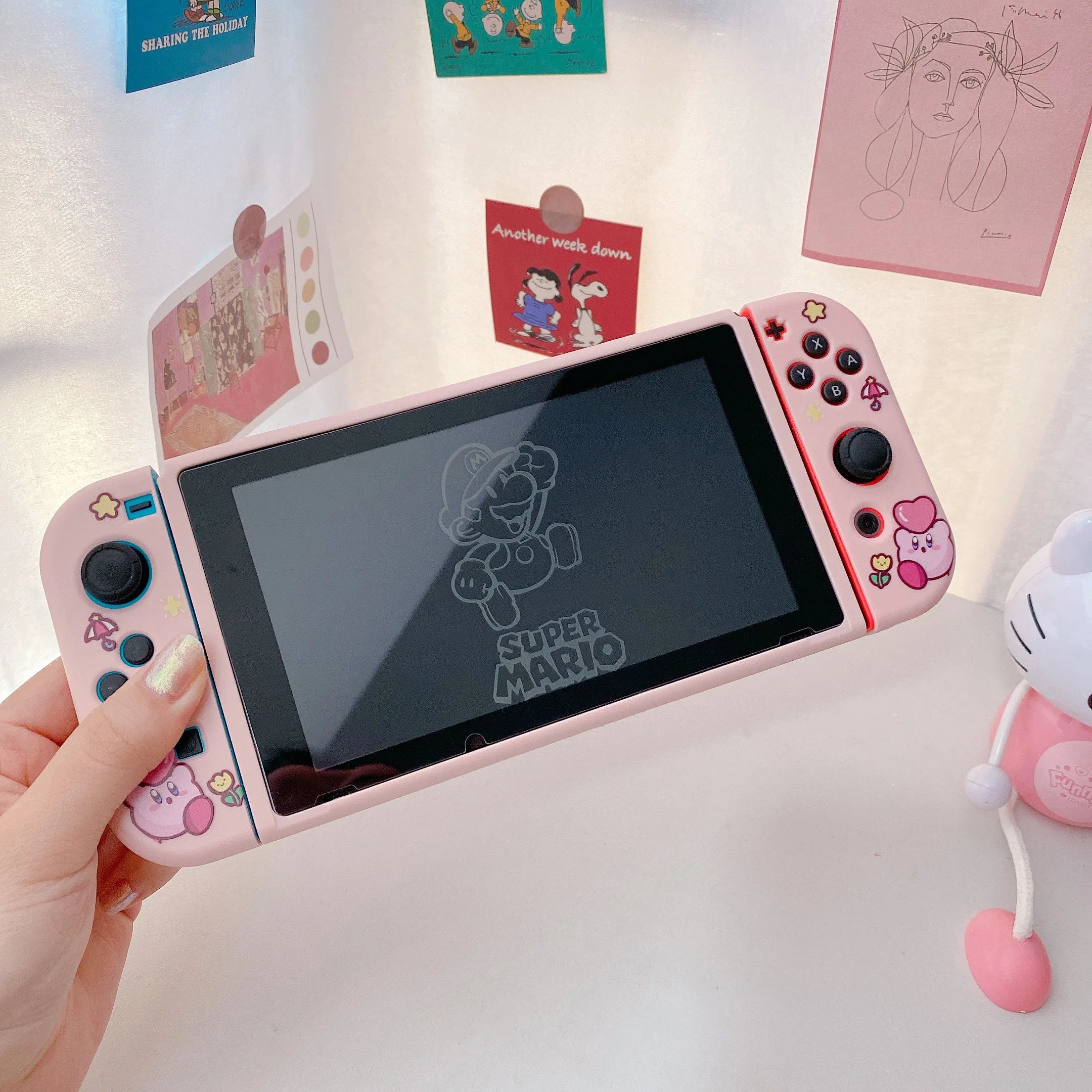 Kawaii Retro Kirby Cartoon Nintendo Switch Case