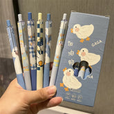 6pcs Blue Cute Duck Pens Set