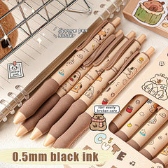 6pcs Kawaii Cartoon Capybara Gel Pen Set