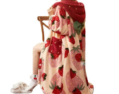Kawaii Strawberry Cozy Pajamas Blanket