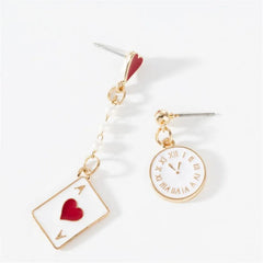 Cute Poker and Clock Earrings
