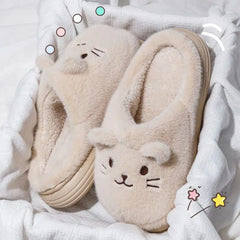 Fluffy Cat Winter Slippers