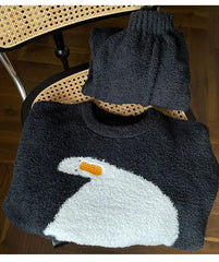 Cute Duck Fluffy Warm Pajamas Set