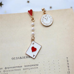 Cute Poker and Clock Earrings