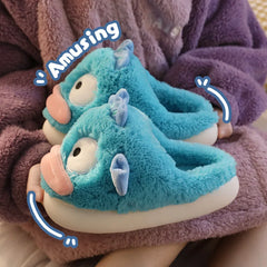 Cute Ugly Fish Winter Fluffy Slippers
