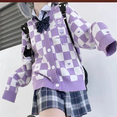 Kawaii Cartoon Embroidery School Girl Cardigan