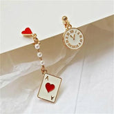 Cute Poker and Clock Earrings