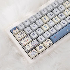 Kawaii Blue Meow MDA Keycaps