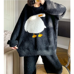 Cute Duck Fluffy Warm Pajamas Set