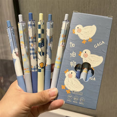 6pcs Blue Cute Duck Pens Set