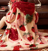 Kawaii Strawberry Cozy Pajamas Blanket