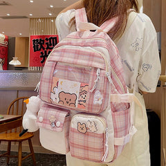 Kawaii Plaid Transparent Backpack