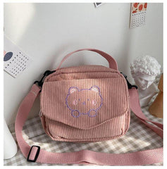 Small Teddy Bear Corduroy Crossbody Bag