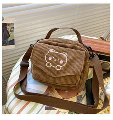 Small Teddy Bear Corduroy Crossbody Bag