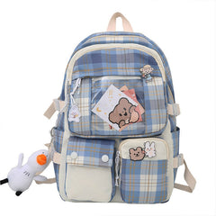 Kawaii Plaid Transparent Backpack