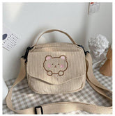 Small Teddy Bear Corduroy Crossbody Bag
