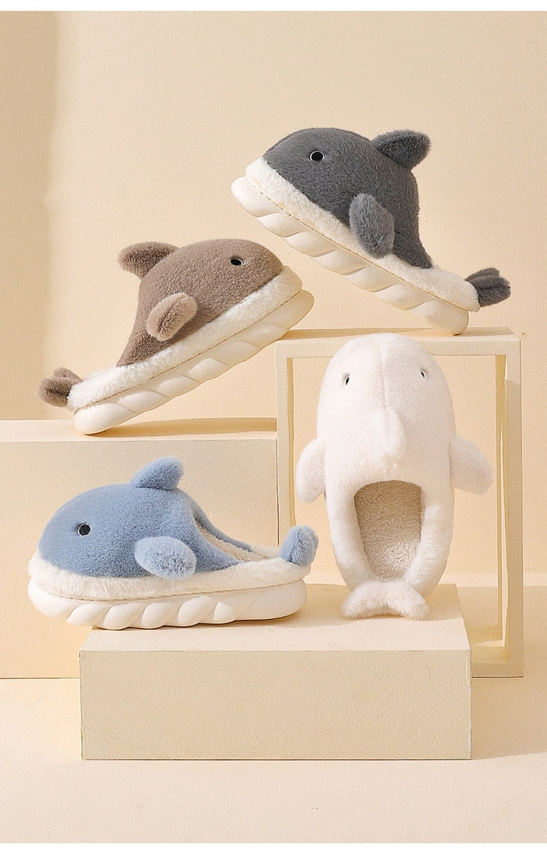 Fluffy Shark Warm Winter Slippers