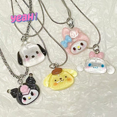 Kawaii Cartoon Glass Crystal Necklace