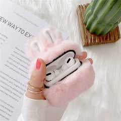 Cute Fluffy Bunny Airpods Case