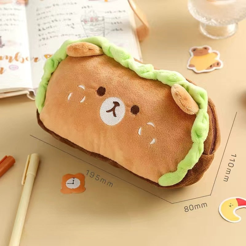 Dog Shaped Plush Pencil Bag