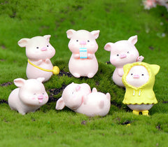 6Pcs Cute Pig Figurines
