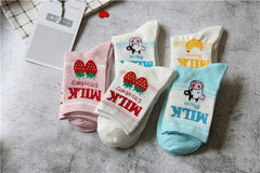 Japanese Kawaii Strawberry Banana Milk Ankle Socks