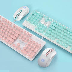 Pink Retro Wired Gaming Keyboard and Mouse