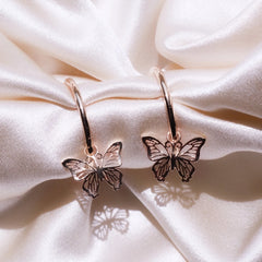 Rose Gold Butterfly Drop Earring