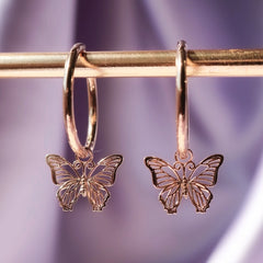 Rose Gold Butterfly Drop Earring