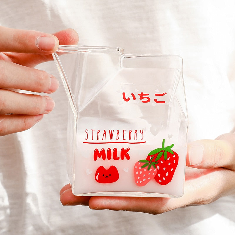 LittleTwinStars Kawaii Glass Milk Carton Cup