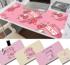 Kawaii Strawberry Milk Rubber Mouse Pad