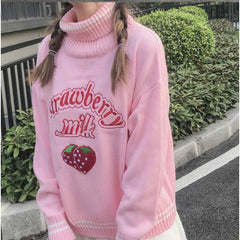 Kawaii Strawberry🍓 Milk🥛 Kitted Schoolgirl Sweater