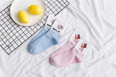 Japanese Strawberry Cow Milk Ankle Socks