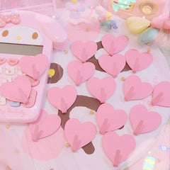 Adhesive Stainless Steel Heart Hooks 5PCS