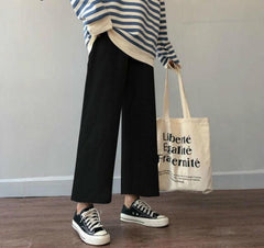 Casual Wide Legs Korean Style Ankle Pants - My Kawaii Space