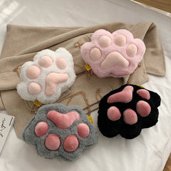 Cute Fluffy Cat Paw Plush 🐱Shoulder Bag