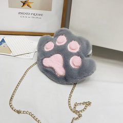 Cute Fluffy Cat Paw Plush 🐱Shoulder Bag