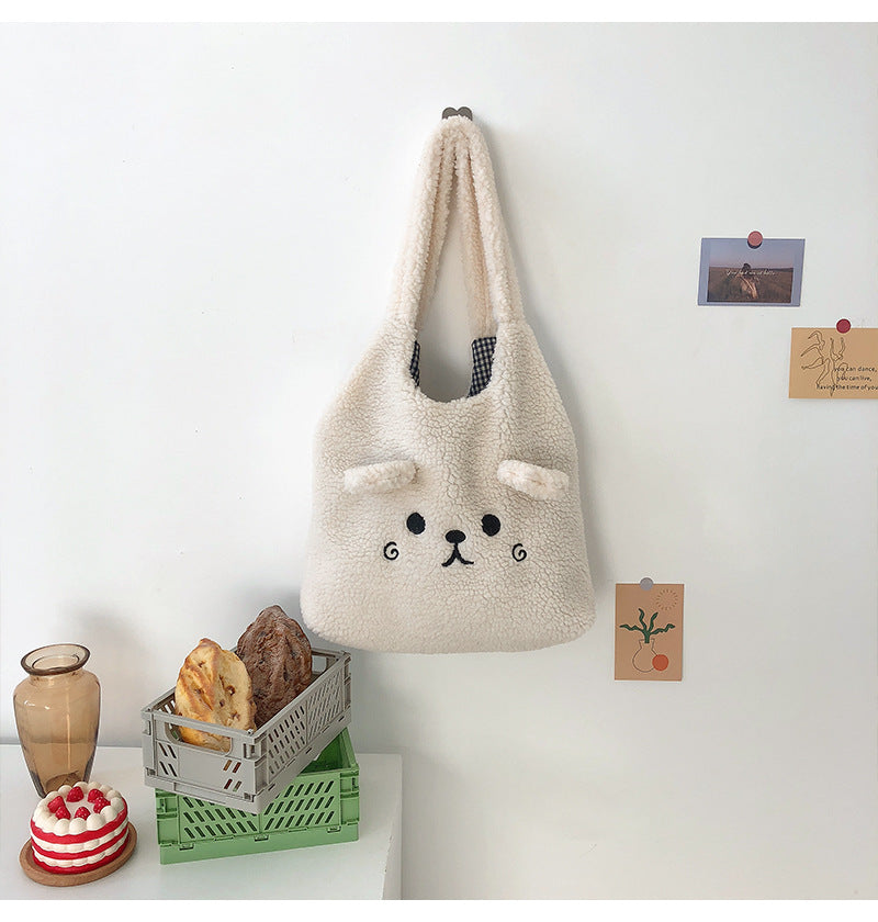 Fluffy Plush Cute Lamb Tote Bag