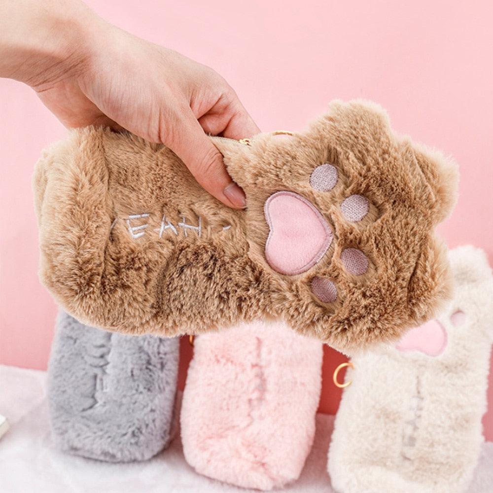 Cat Fluffy Paw Pencil Case - My Kawaii Space