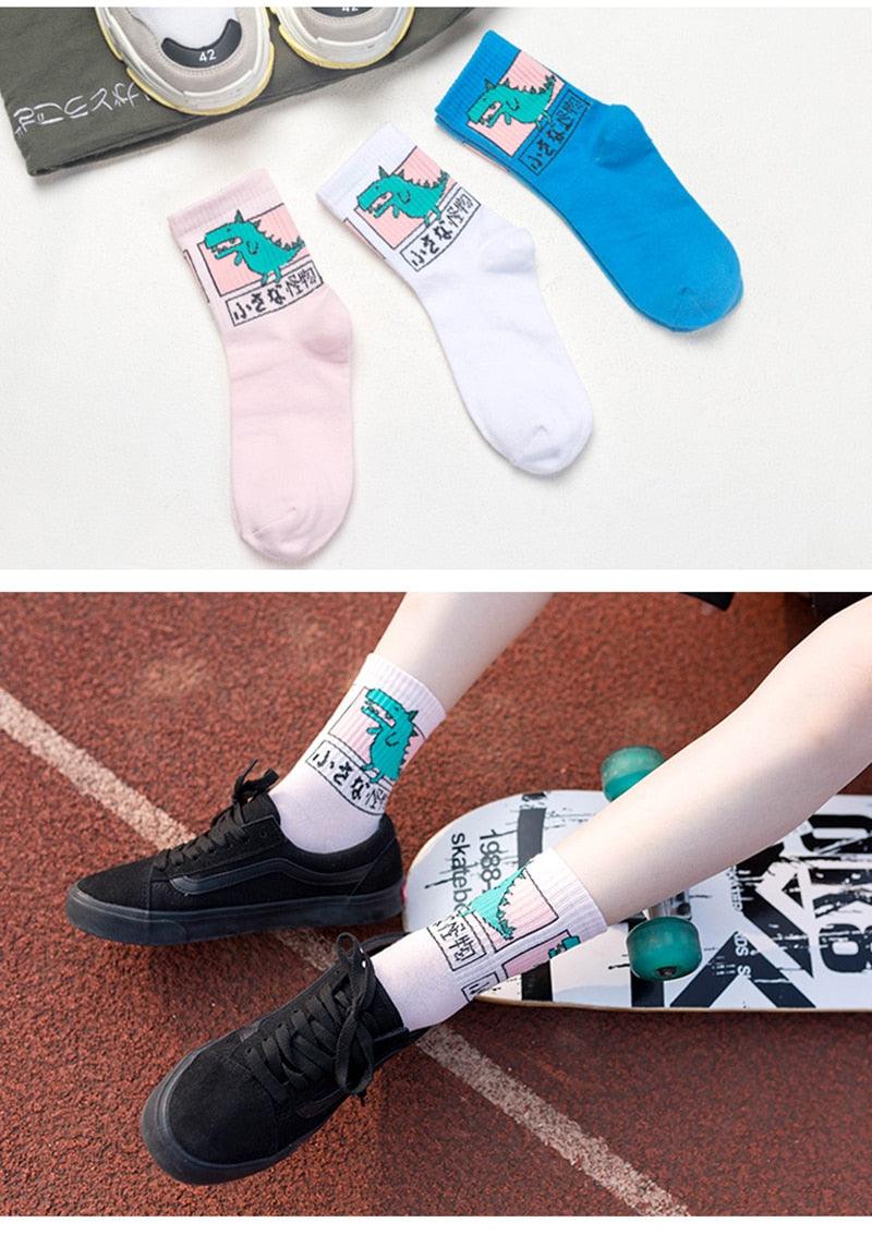 Artsy Dinosaurs Harajuku Pop Socks - My Kawaii Space