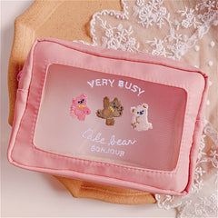 Kawaii Embroidery Bear Pencil Case/Makeup Bag