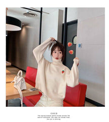 Harajuku Strawberry🍓 Loose Knitted Turtleneck Sweater