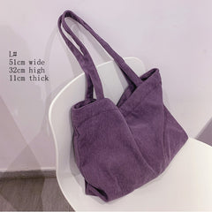 Simplistic Korean Style Corduroy Tote Bag