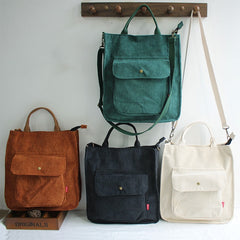 Simplistic Vintage Corduroy/Canvas Mailman Shoulder Bag