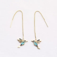 Minimalistic Bird Drop Earrings
