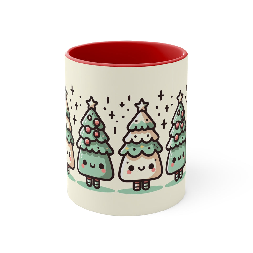 Kawaii Christmas Tree Accent Coffee Mug🎄