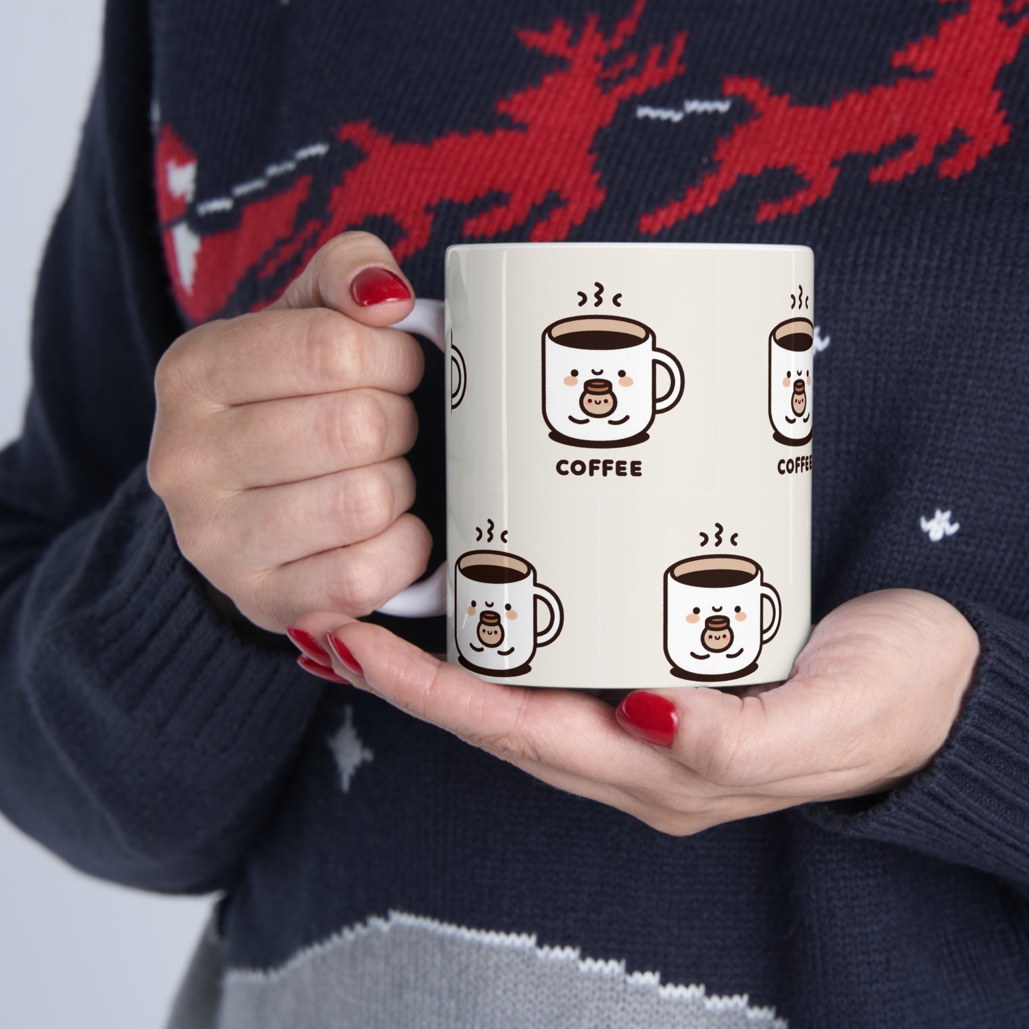 Kawaii Coffee Winter Pattern Ceramic Mug☕